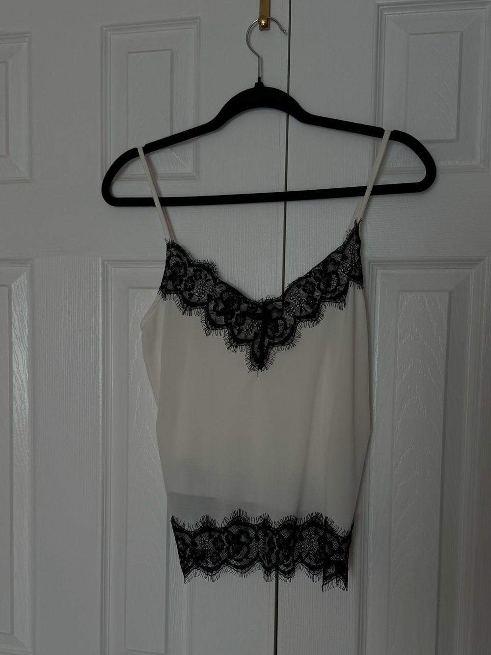 Zara Cream Camisole with Black Lace Trim